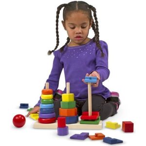Forme à trier et à agencer – MELISSA & DOUG – Empileur 3 en 1 – 25 pièces – Mixte